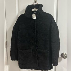 H&M black faux Sherpa jacket